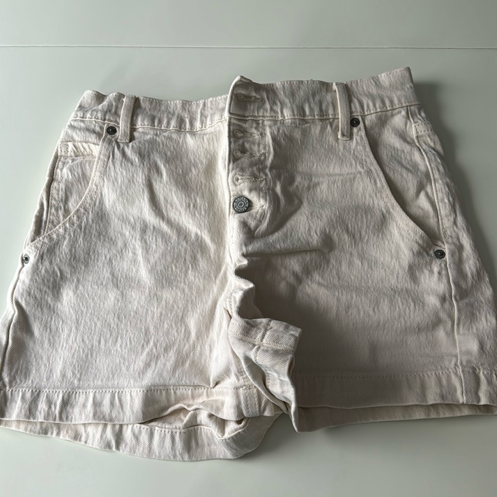 Cream Denim Shorts